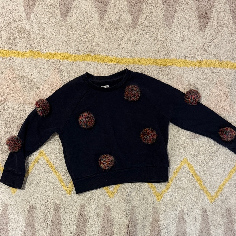 Navy sweatshirt Multicolor Pom Poms